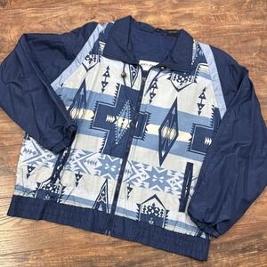 Vtg Aztec Windbreaker Jacket Andy Johns Sport XL Southwest Western Shoulder Pads